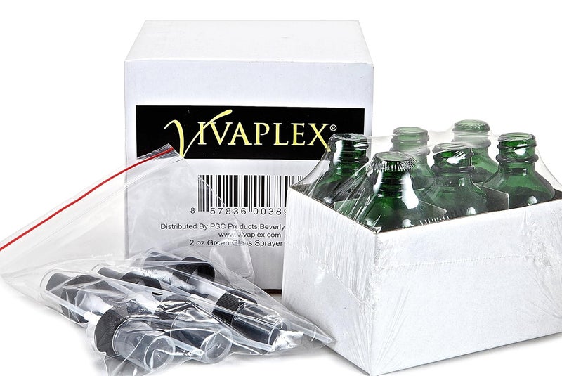 Vivaplex 6 Green 2 oz Glass Bottles with Black Fine Mist Sprayers - Image 3