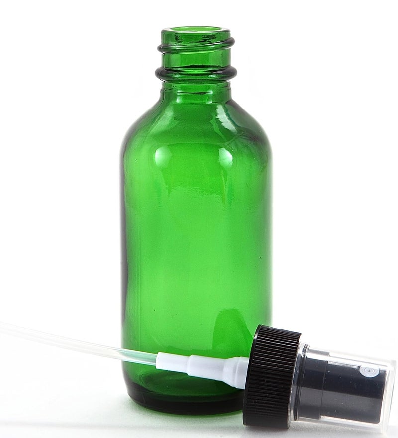 Vivaplex 6 Green 2 oz Glass Bottles with Black Fine Mist Sprayers - Image 5