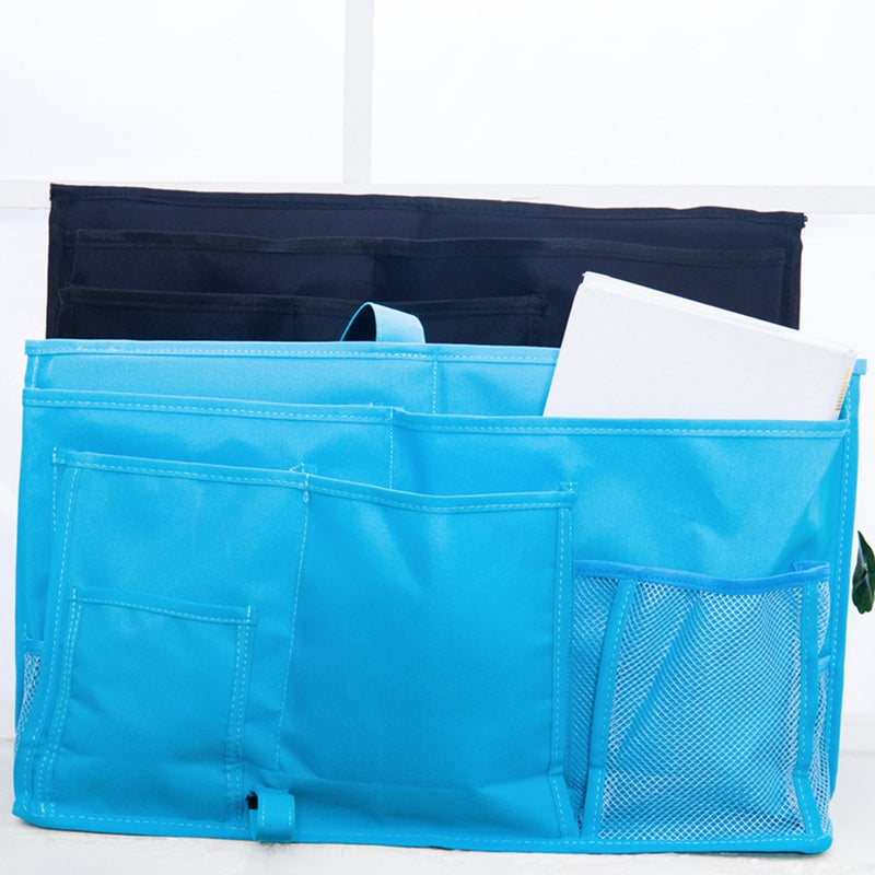 Bedside Storage Pouch Multi-pockets Storage Multifunctional Changing Bag Sundries Organizer for Dormitory Bed Camper (Navy) - Image 4
