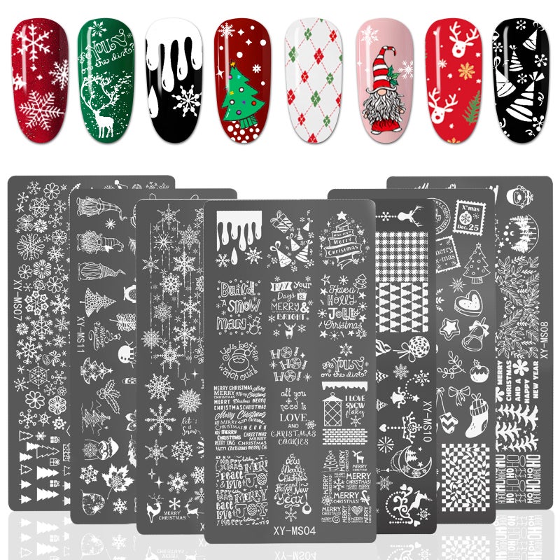 Direct Supply New Christmas Series Printed Steel Plate Nail Art With Transparent Film Christmas Tree Snowflake Transfer Tool - Image 4