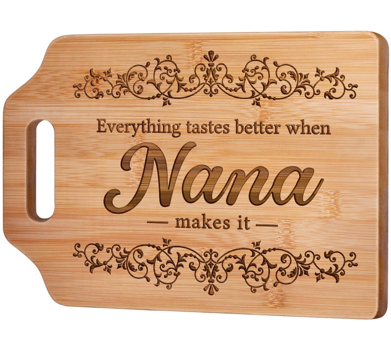 AceThrills Nana Gifts for Nana Christmas Gifts for Birthday, Mothers Day - Engraved Bamboo Cutting Board 12.3"L x 8.7"W x 0.4"Th - Image 1