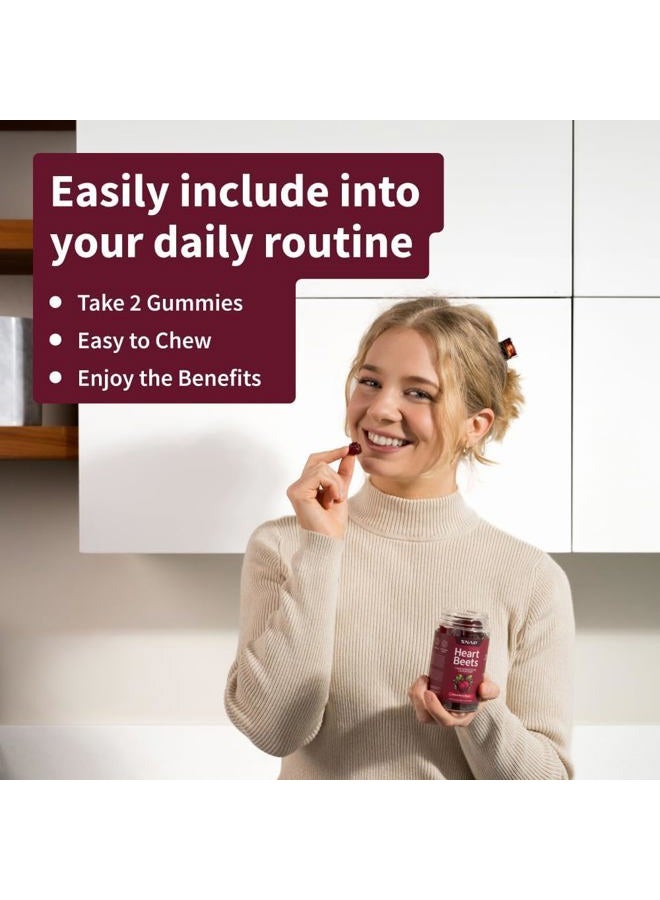 SNAP SUPPLEMENTS Heart Beets Organic Beet Root Gummies, Cardiovascular Support Supplement for Men & Women, Pomegranate, Red Spinach, Heart Health & Circulation Support, Sugar Free, Cherry, 60 Gummies - Image 3