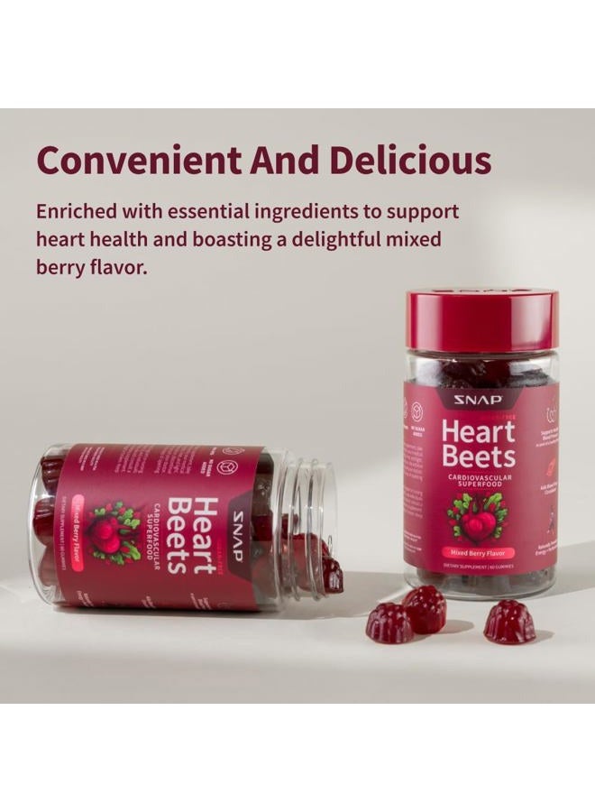 SNAP SUPPLEMENTS Heart Beets Organic Beet Root Gummies, Cardiovascular Support Supplement for Men & Women, Pomegranate, Red Spinach, Heart Health & Circulation Support, Sugar Free, Cherry, 60 Gummies - Image 4