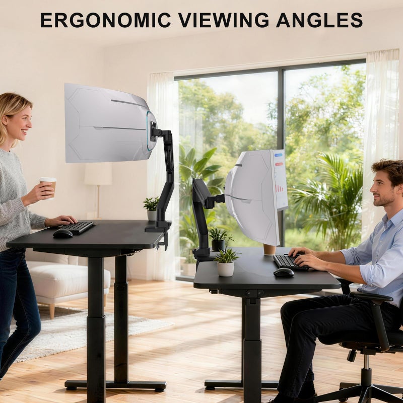 WALI Ultrawide Single Monitor Arm for 13-49 Inch Heavy Duty Curved Screens, up to 44 Lbs, Adjustable Gas Spring Single Monitor Desk Mount with C-Clamp, Grommet Base, 75/100mm VESA (GSM001XL), Black - Image 3
