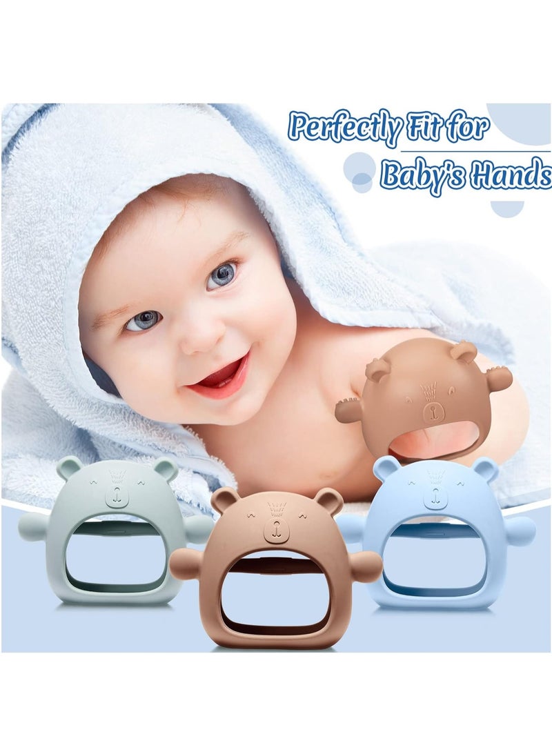 Gonice - 3 Packs Bear Baby Teething Toy Silicone Teething Toys for Babies 0-6 Months 6-12 Months Anti Dropping Wrist Hand Teethers Baby Chew Toys for Sucking Needs - Image 1