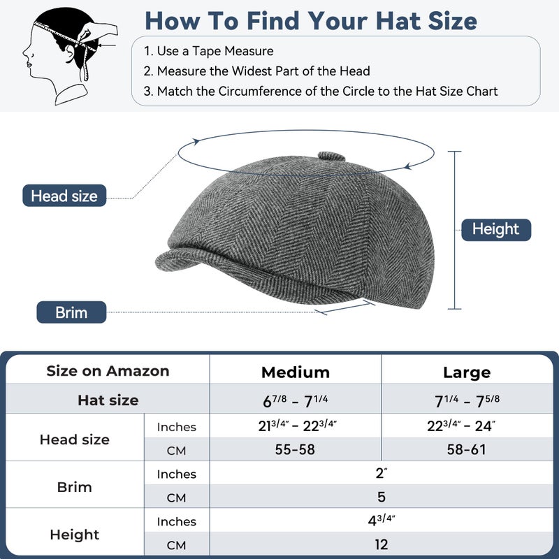 KUJUHA Wool Men's Newsboy Caps Flat Irish Cabbie Ivy Gatsby Newsboy Driving Hat Hunting Cap Winter Hat - Image 5