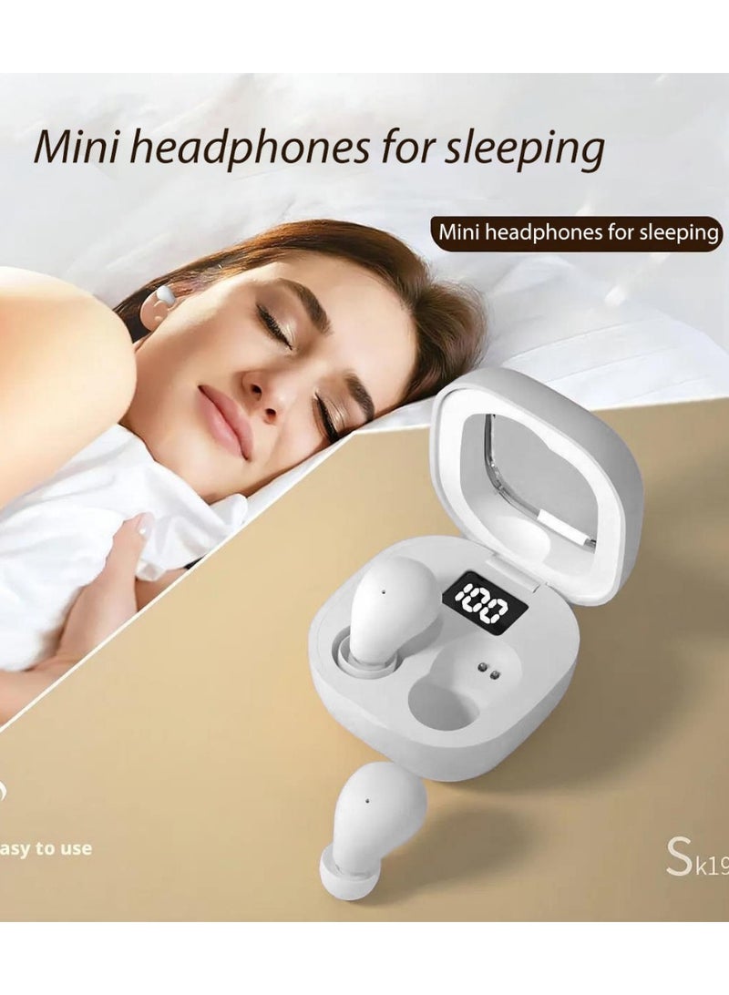 سماعات بلوتوث 5.3 غير المرئية للعمل والنوم   سماعات لاسلكية صغيرة جدًا داخل الأذن   أصغر سماعات بلوتوث مصغرة غير مرئية   لون بيج - Image 5