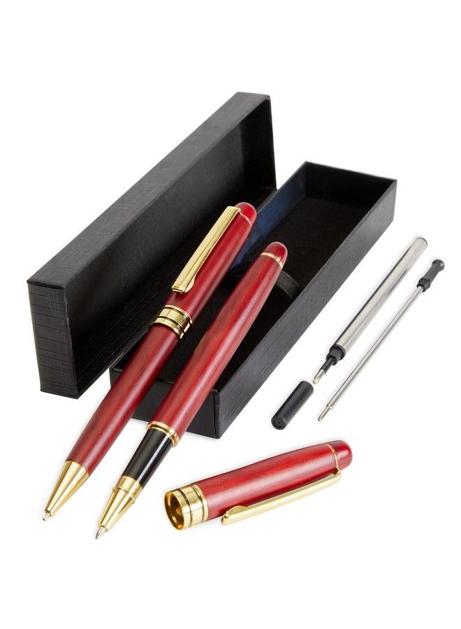 Juvale 2 Pack Luxury Rosewood Pen Set For Men Fancy Ballpoint Pens With Black Ink Refills Gift Boxed For Executives Business And Office Use - Image 3