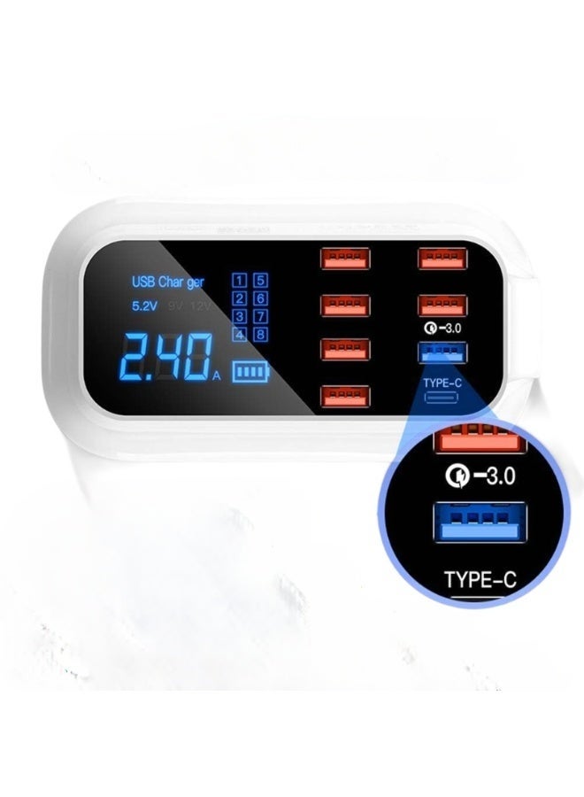 Smart Berry C2203 8-Port Fast Charging Station | 55W PD + QC 3.0 Multi-Device USB Charger with LED Display | Smart Desktop Charging Hub for Phones, Tablets & Accessories | Universal Compatibility - Image 1