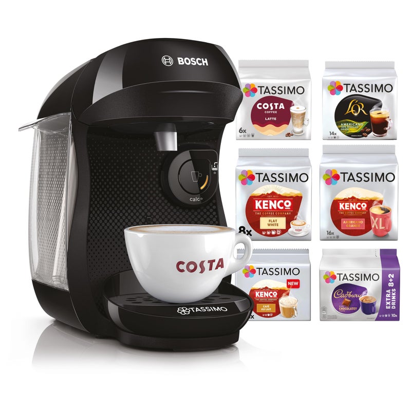 تاسيمو Tassimo by Bosch Happy Friendly Pod Coffee Machine, TAS102EGBC, Black - Image 1