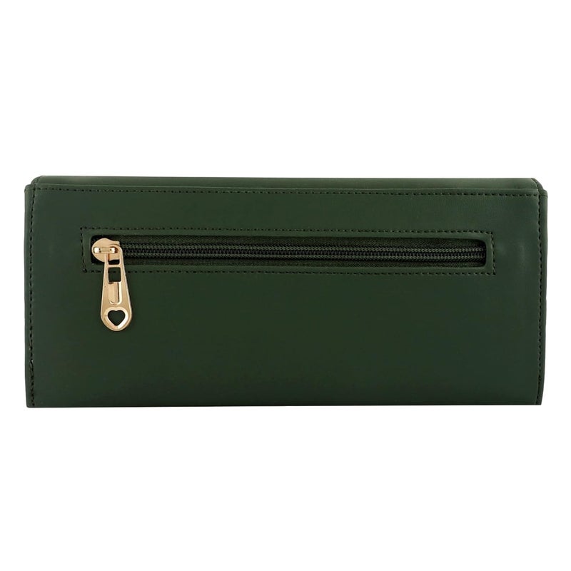 ALSU Women's Hand Wallet Purse Clutch | Phone Pocket| 4 Card Slots| Coin Pockets| Smooth Material (Green) - Image 4
