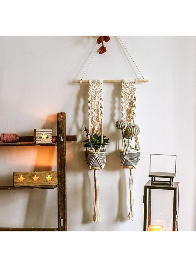 Antikiano Macrame Hangers for Plant on Wall, Plant Hanger Indoor with Tassels - Hanging Planter Basket Rope Holder for Bedroon Outdoor Balcony Garden Decoration, 106x40CM - Image 3