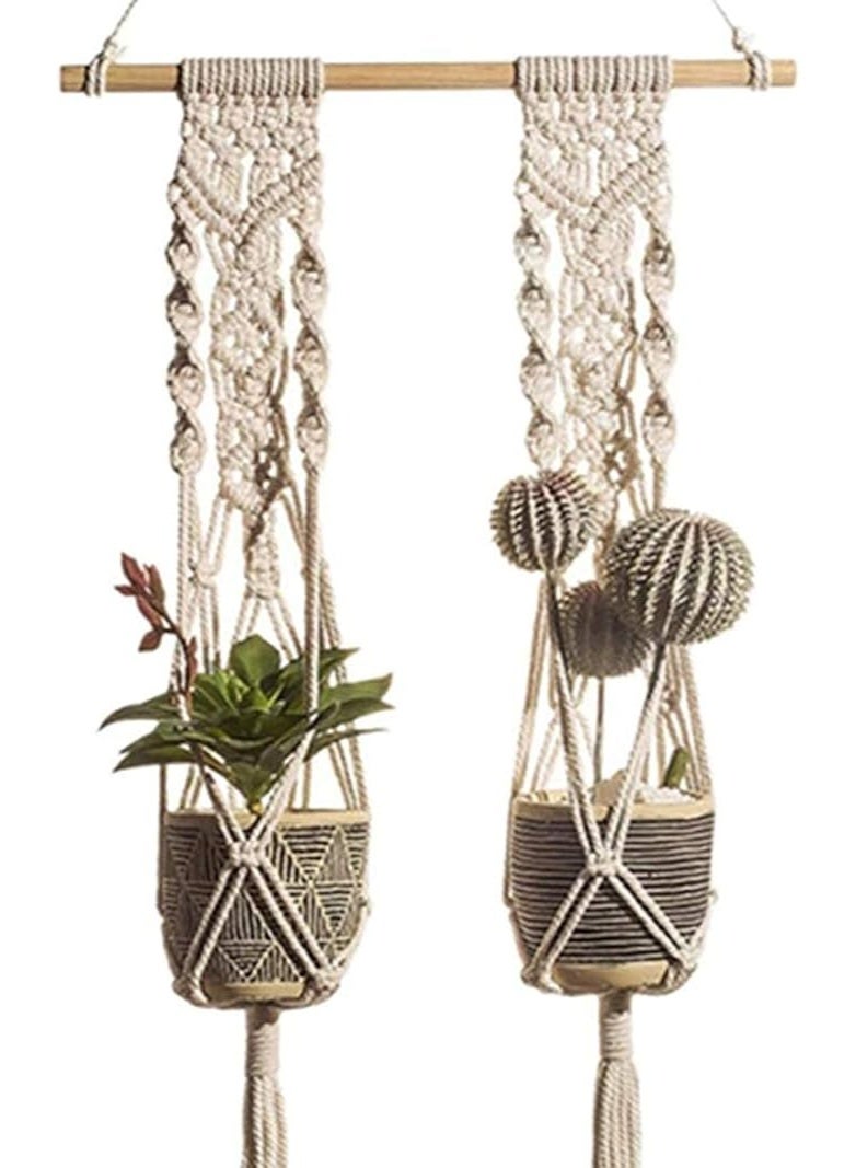 Antikiano Macrame Hangers for Plant on Wall, Plant Hanger Indoor with Tassels - Hanging Planter Basket Rope Holder for Bedroon Outdoor Balcony Garden Decoration, 106x40CM - Image 1