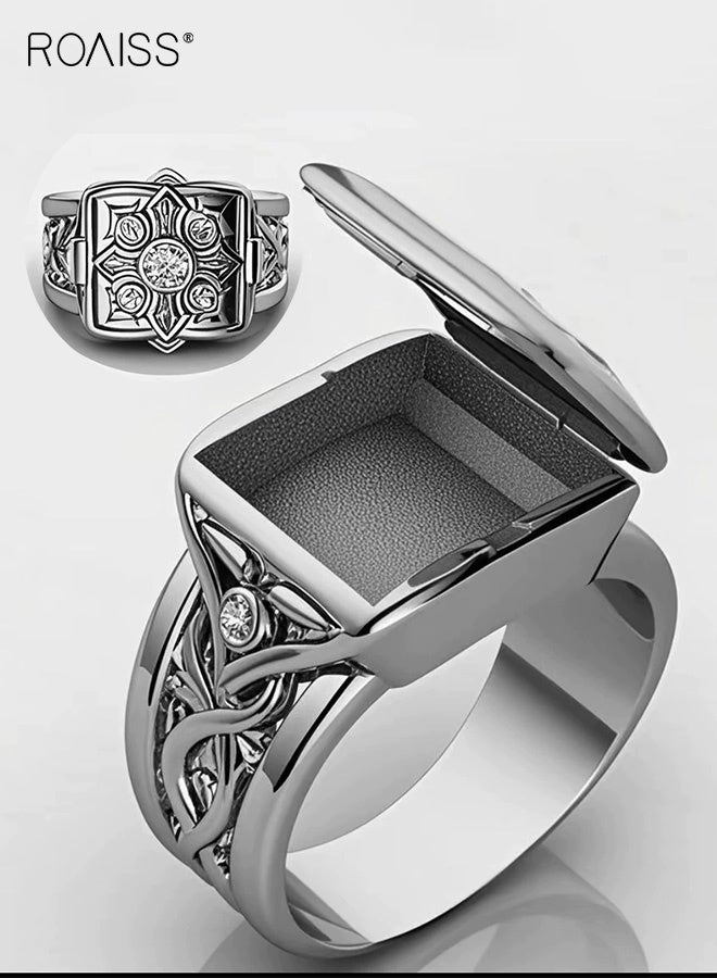 رويس خاتم رجالي جديد وجريء من الألماس المنقوش بجزء علوي قابل للطي - Image 1
