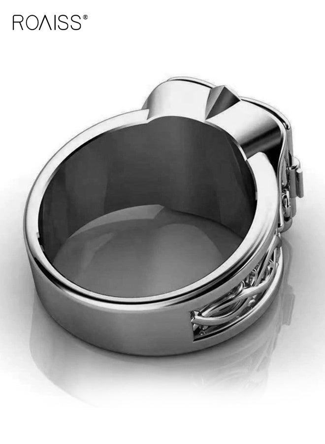 رويس خاتم رجالي جديد وجريء من الألماس المنقوش بجزء علوي قابل للطي - Image 3