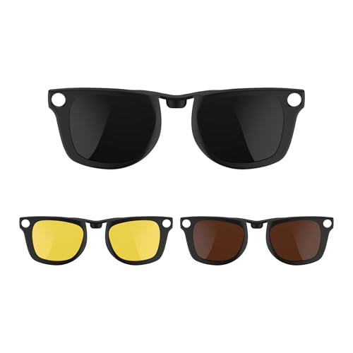 RCstyle HiBloks 3Pcs Polarized Clip-on Compatible with Ray-Ban Meta Wayfarer & Gen 2 (RW4008/RW4012 Large), Discoloration Clip for Rayban Meta Gen 2 Accessories (Night Vision Yellow, Black, Brown) - Image 1