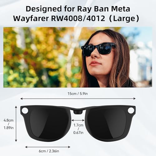RCstyle HiBloks 3Pcs Polarized Clip-on Compatible with Ray-Ban Meta Wayfarer & Gen 2 (RW4008/RW4012 Large), Discoloration Clip for Rayban Meta Gen 2 Accessories (Night Vision Yellow, Black, Brown) - Image 3