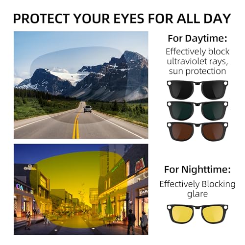 RCstyle HiBloks 3Pcs Polarized Clip-on Compatible with Ray-Ban Meta Wayfarer & Gen 2 (RW4008/RW4012 Large), Discoloration Clip for Rayban Meta Gen 2 Accessories (Night Vision Yellow, Black, Brown) - Image 4