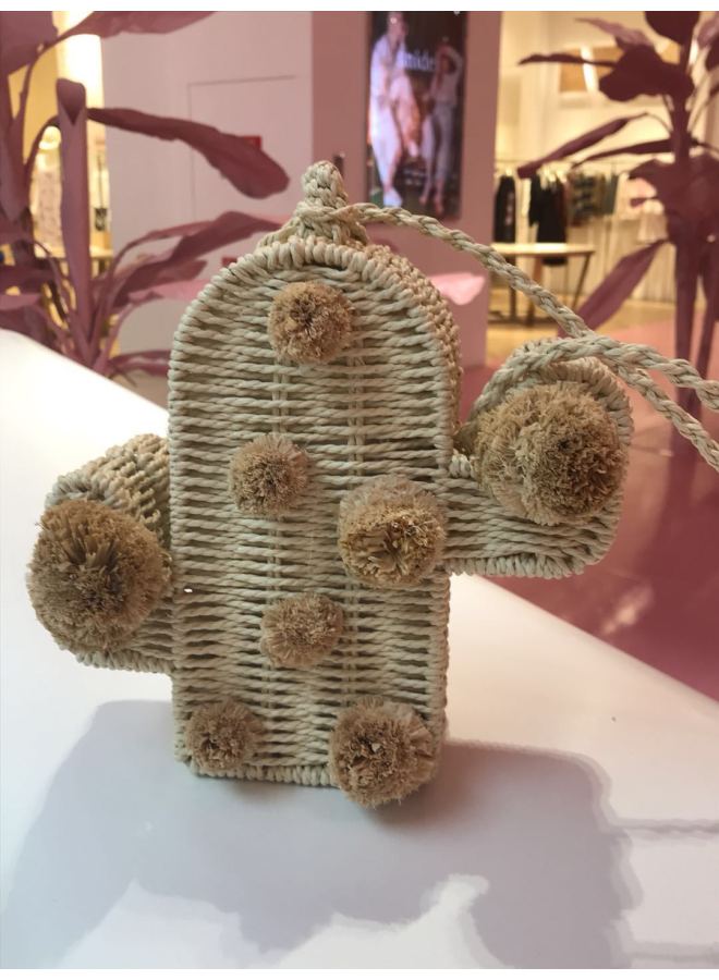 Straw Mini Cartoon Bag Cactus Bag Rope Crossbody Small Kun Bag Fashion Casual Summer Women's Bag-Color:Natural Beige  - Image 5