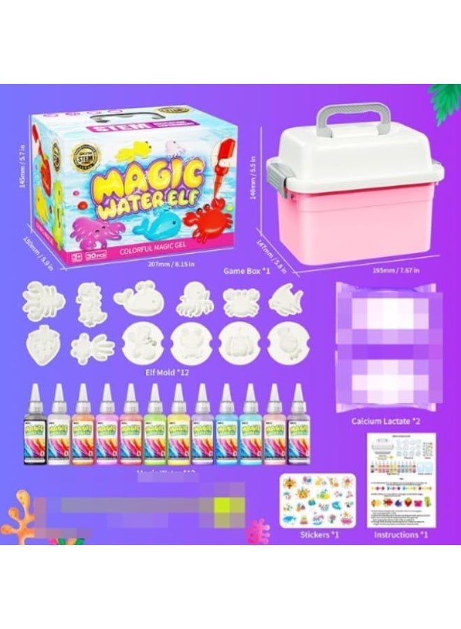 Magic Water Elf Colorful Gel Art Kit, 30 Pcs, 12 Colors | STEM Activity Set, Squeeze & Shape Gel, Includes Molds & Tray, Ages 3 and Above, Shining Smooth Finish - Image 5