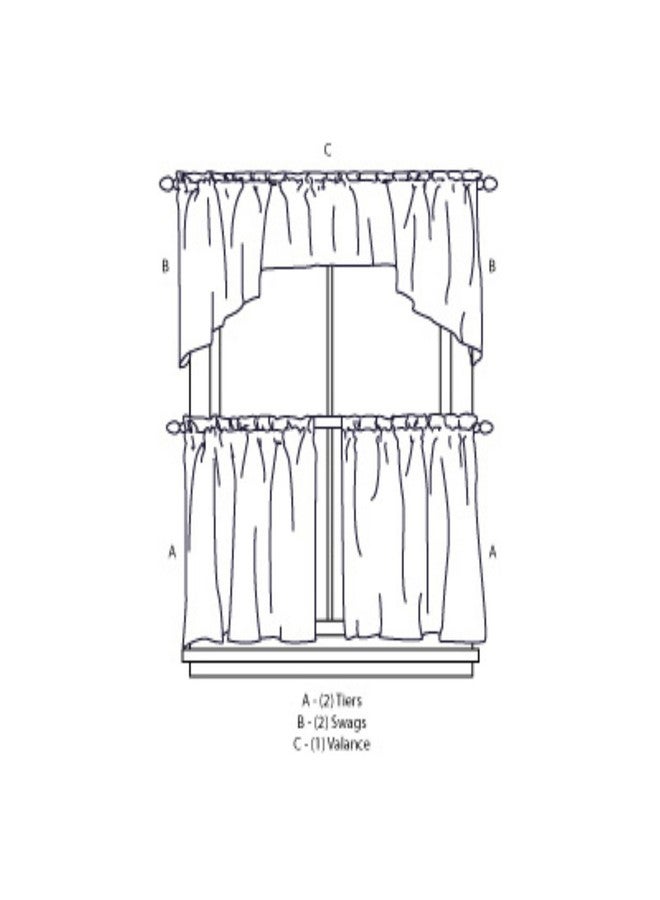 CHF Birds Kitchen Curtain Tier Pair, 58" W x 36" L, Brown Cream - Image 2