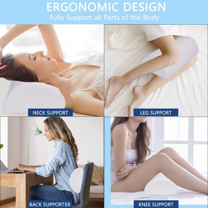 Ergonomic Knee Pillow 40x20x10cm Memory Foam Crescent Design Aligns Spine - Breathable Machine Washable Cover Lumbar Cushion for Back Side Sleepers Joint Pain Relief - Image 3