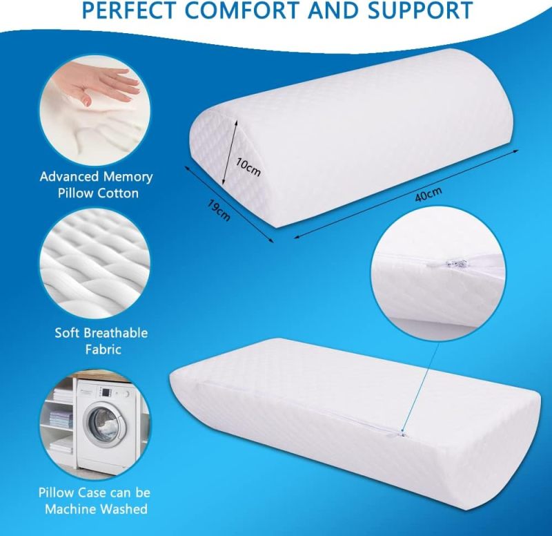 Ergonomic Knee Pillow 40x20x10cm Memory Foam Crescent Design Aligns Spine - Breathable Machine Washable Cover Lumbar Cushion for Back Side Sleepers Joint Pain Relief - Image 2
