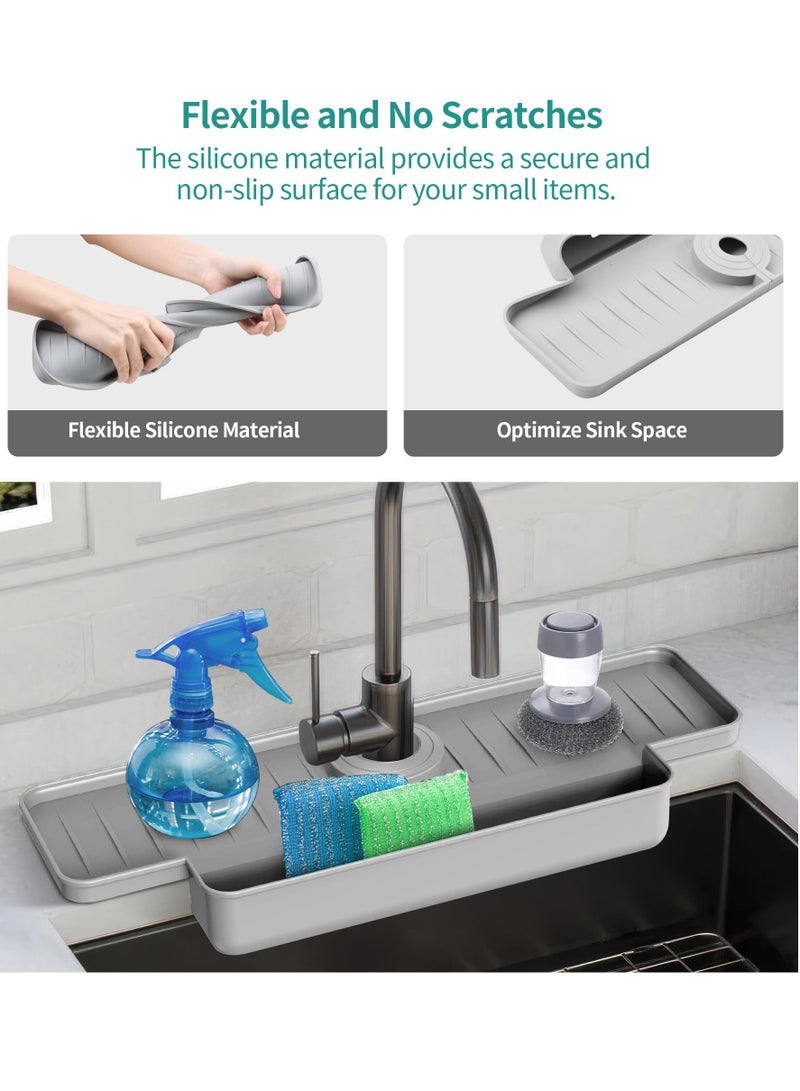 EXCEFORE Kitchen Faucet Sink Splash Guard, Silicone Faucet Water Catcher Mat, Kitchen Sink Splash Guard Upgraded Faucet Water Catcher Tray, for Kitchen Bathroom Countertop - Image 5