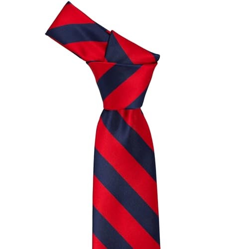 tiemart رباط عنق مخطط (أحمر وزرقة) - Image 3
