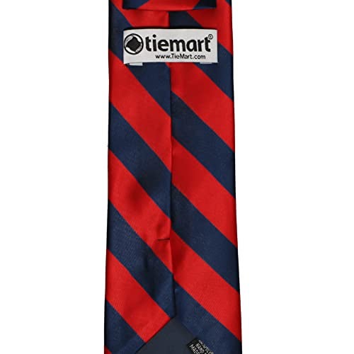 tiemart رباط عنق مخطط (أحمر وزرقة) - Image 4