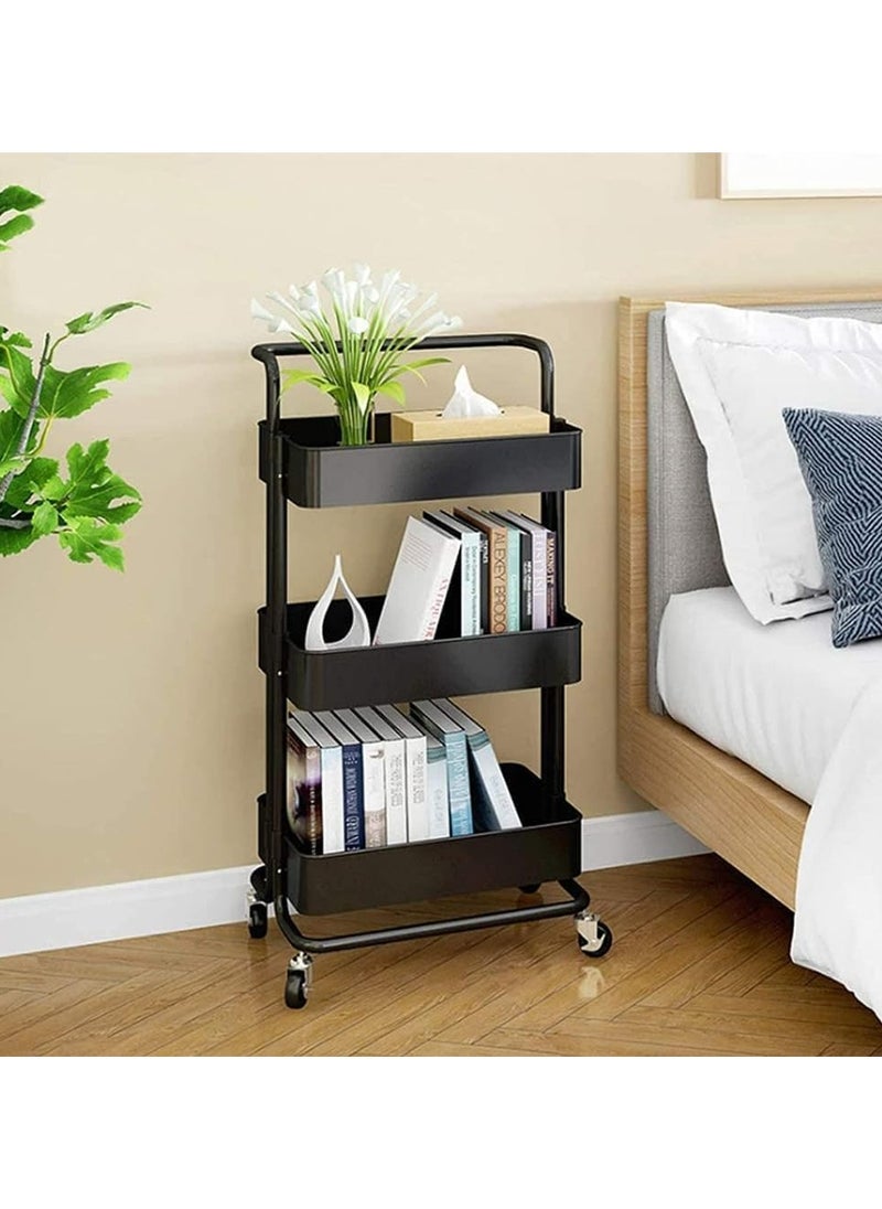 DubaiGallery - 3 Tier Metal Utility Multipurpose Trolley Organizer Cart With Wheels For Office, Kitchen Bathroom Bedroom - Image 1