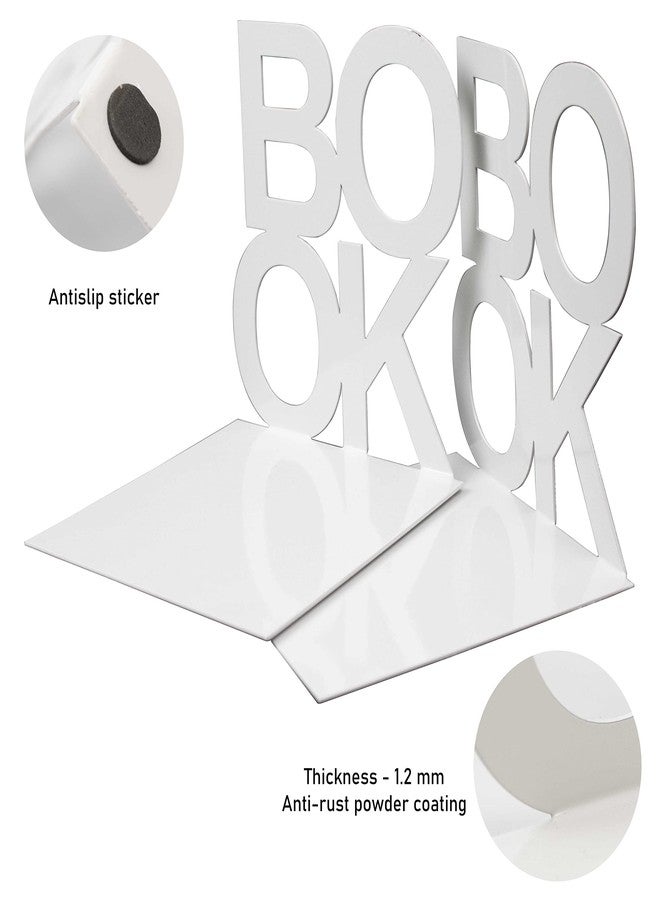 Spillbox رفوف كتب معدنية مانعة للانزلاق من SpillboxMetal | رف | طاولة دراسة | ديكور منزلي | حوامل | حافظة | دعامة | قاعدة | شديدة التحمل | طقم | فواصل كتب للمكتب والمنزل - كتاب أبيض - Image 5