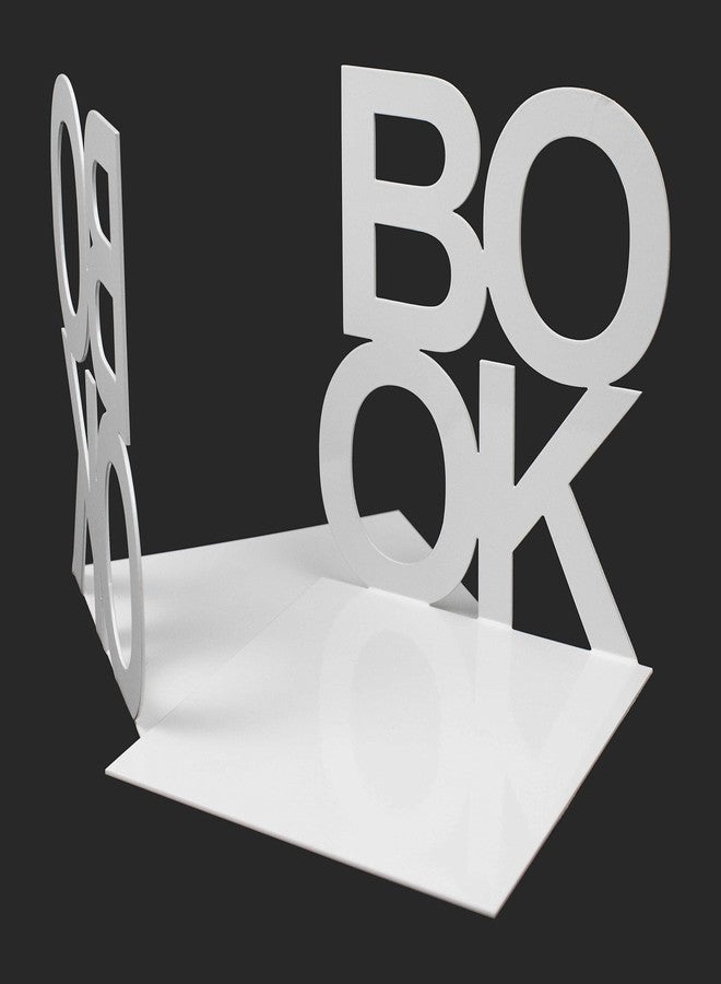 Spillbox رفوف كتب معدنية مانعة للانزلاق من SpillboxMetal | رف | طاولة دراسة | ديكور منزلي | حوامل | حافظة | دعامة | قاعدة | شديدة التحمل | طقم | فواصل كتب للمكتب والمنزل - كتاب أبيض - Image 2