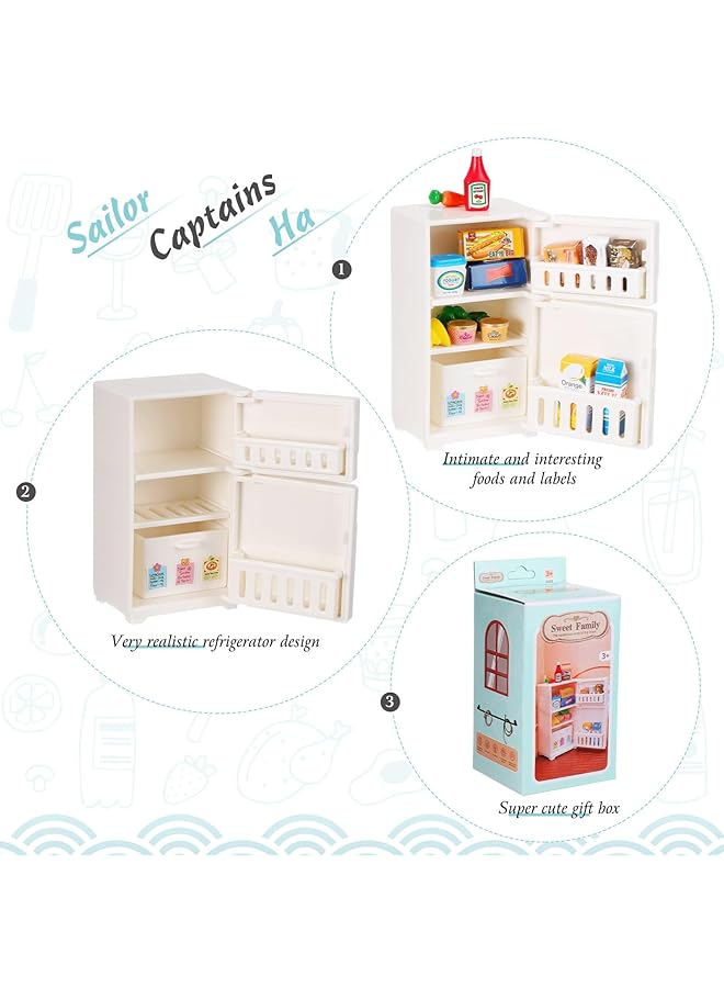 KASTWAVE Miniature Dollhouse Refrigerator Toy 16 Pieces Mini Refrigerator Decorations Miniature Stuff Pretend Toy Decorations Drink Bottles Ice Creams Fake Ice Cubes For Kitchen Game Party Play Toys - Image 2