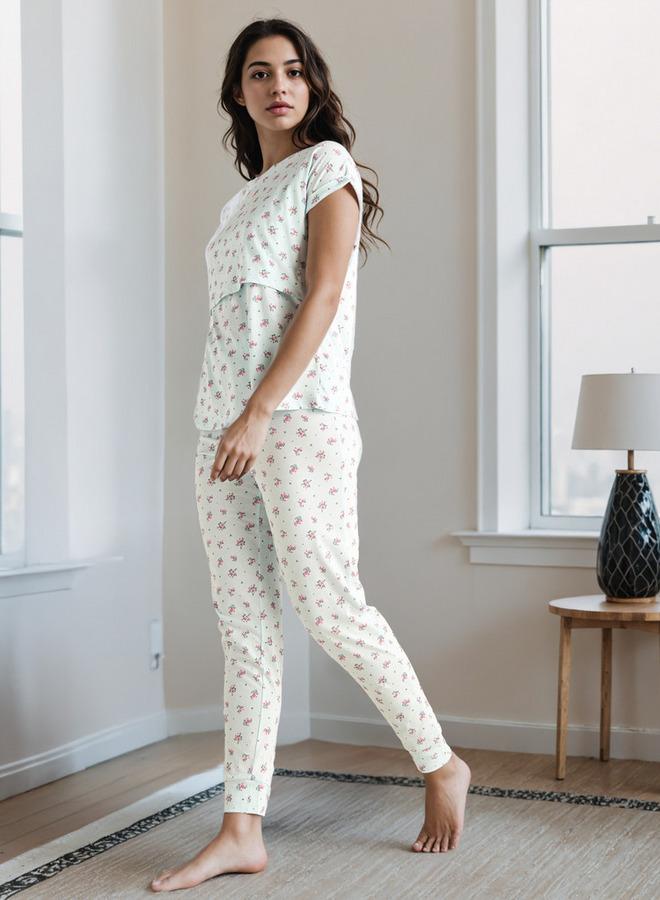 سبلاش فيڤ طقم بيجاما للحوامل مطبوع - Image 1