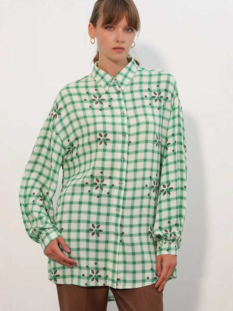 بيغ دارت BDART Oversized Plaid Crepe Shirt
