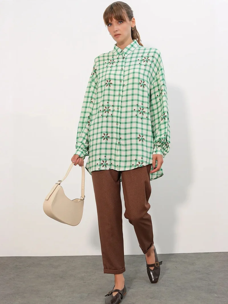 بيغ دارت BDART Oversized Plaid Crepe Shirt