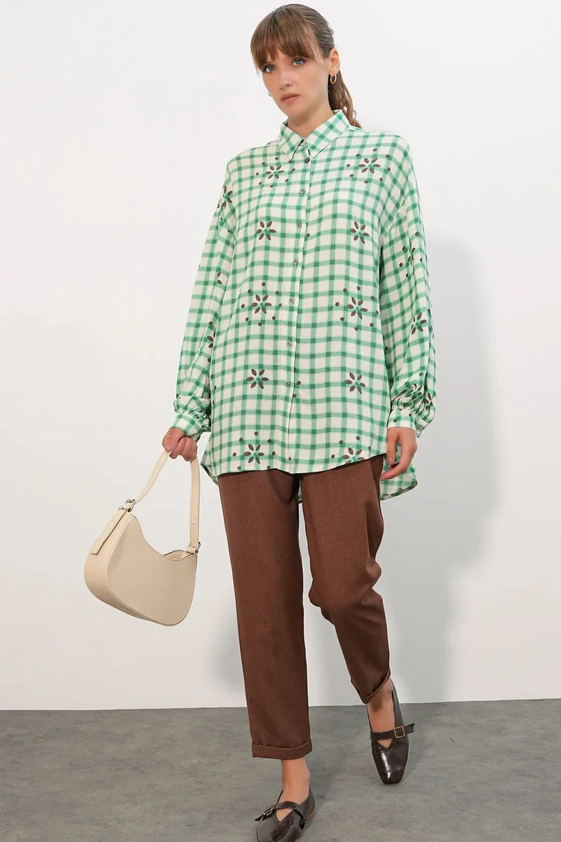 Big Dart BDART Oversized Plaid Crepe Shirt