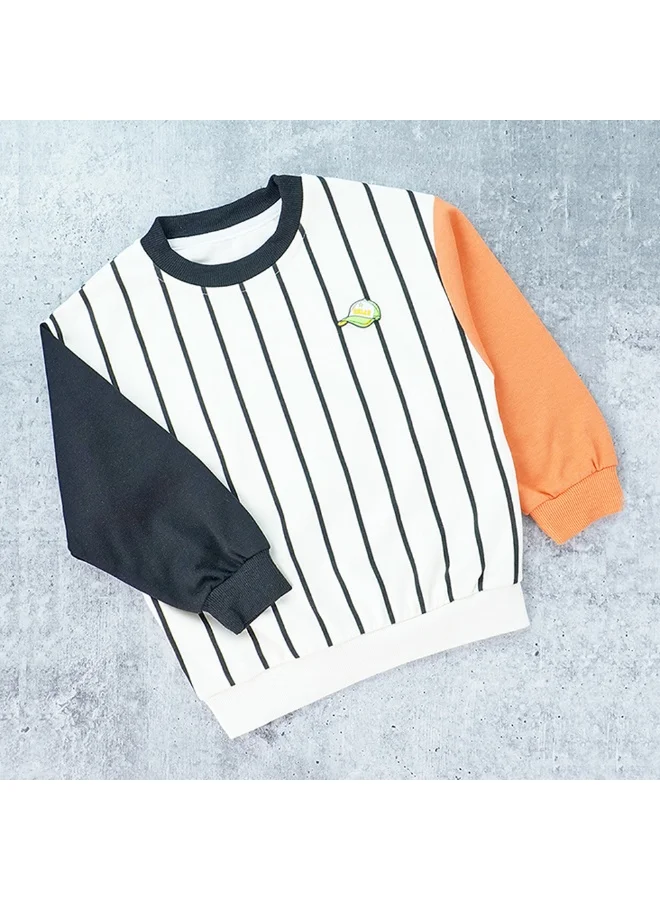 LITTLE SURPRISE BOX Black & Orange colorblock Full Sleeves shirt for Kids