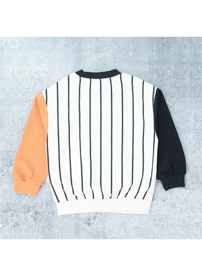 LITTLE SURPRISE BOX Black & Orange colorblock Full Sleeves shirt for Kids