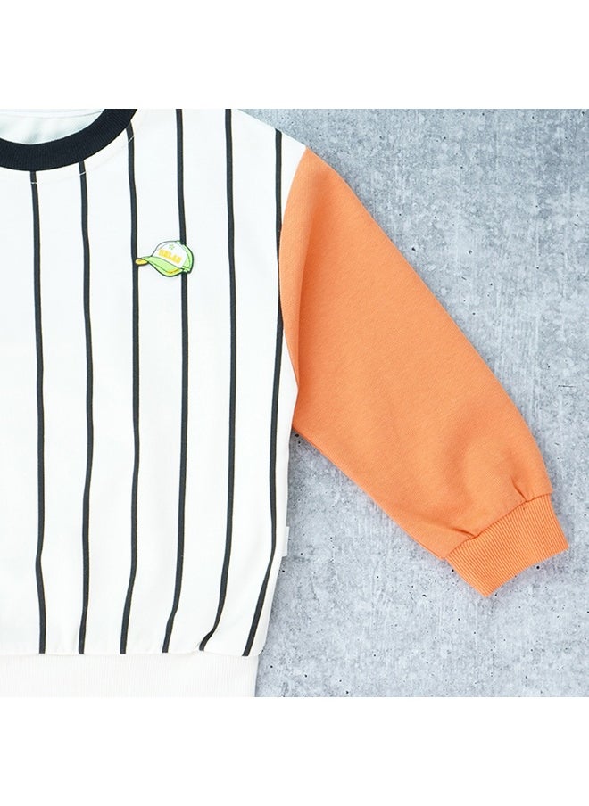 LITTLE SURPRISE BOX - Black & Orange colorblock Full Sleeves shirt for Kids - Image 1
