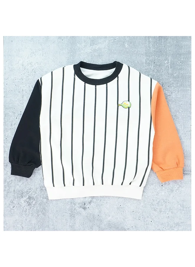 LITTLE SURPRISE BOX Black & Orange colorblock Full Sleeves shirt for Kids-3-4Y