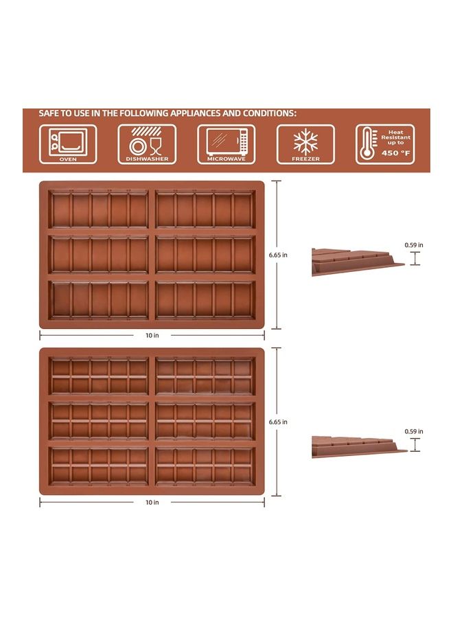 Break Apart Chocolate Protein and Engery Bar Silicone Mold Brown 6.65 x 10inch - Image 2