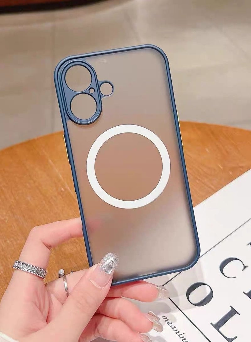 Magnetic Case for iPhone 16 plus, Compatible with Wireless Charging [Silky Touch] [Matte PC Back] TPU Bumper Shockproof Slim Thin Phone Case  - light blue