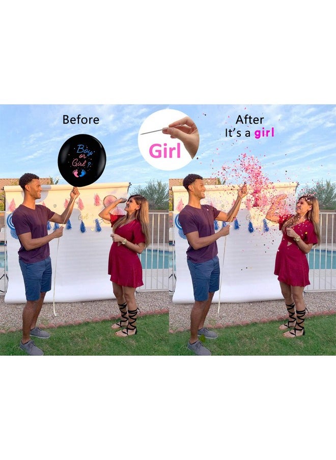 Heboland - Jumbo Gender Reveal Confetti Balloons 2Pcs 36" Black Boy Or Girl Balloon Come With Blue Pink Confetti For Baby Gender Reveal Party Idea - Image 1