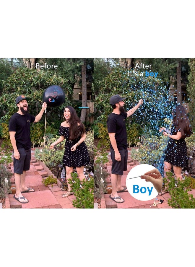Heboland - Jumbo Gender Reveal Confetti Balloons 2Pcs 36" Black Boy Or Girl Balloon Come With Blue Pink Confetti For Baby Gender Reveal Party Idea - Image 1