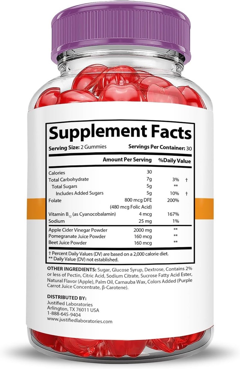 Justified Laboratories 3 Pack Rapid Ripped Keto ACV Gummies Extreme 2000MG Rapidripped Keto Gummies Apple Cider Vinegar Formulated with Pomegranate Beet Juice Powder B12 Vegan Non GMO 180 Gummys - Image 2