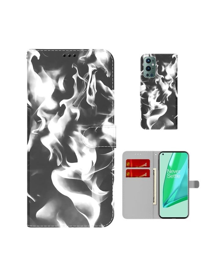 HuHa Case Cover For For OnePlus 9 Pro Cloud Fog Pattern Horizontal Flip Leather Case with Holder & Card Slot & Wallet(Black) 