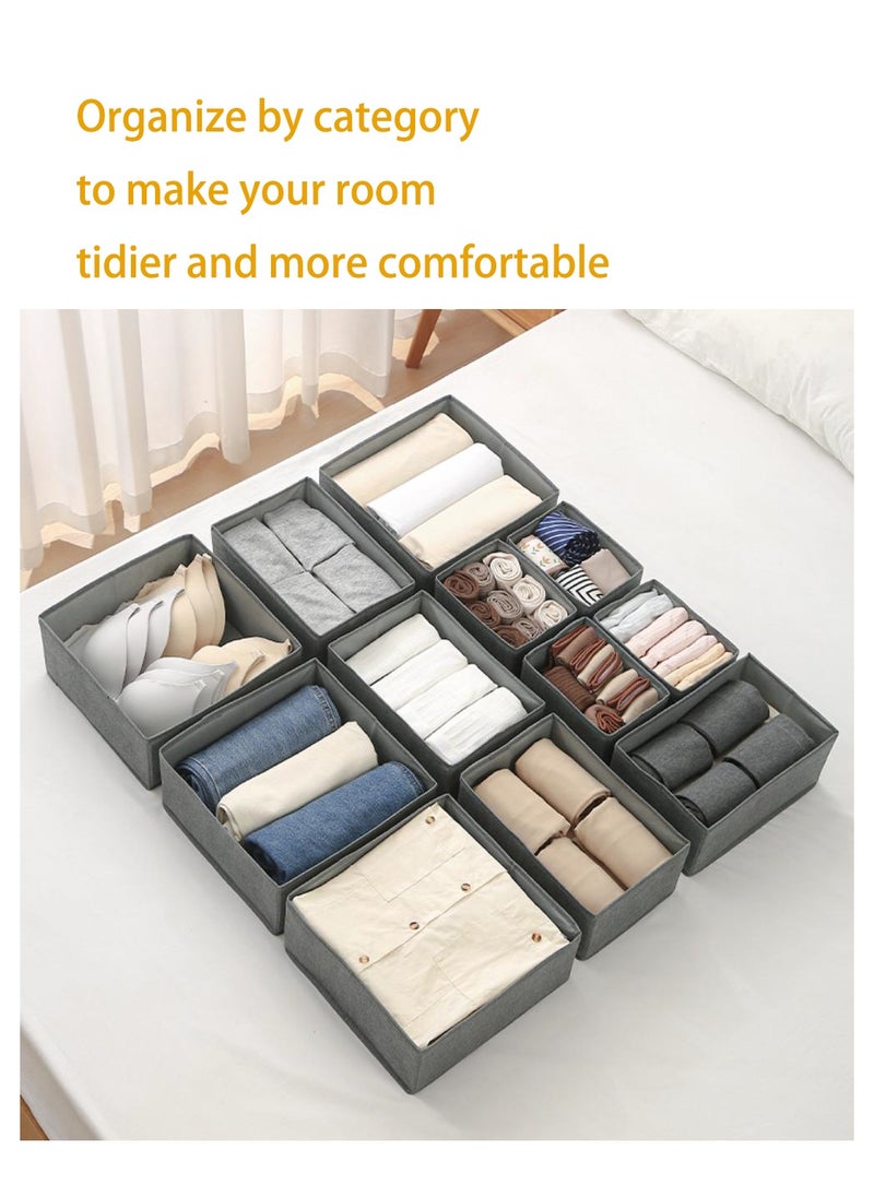 PureScape - Cloth Storage Box, Foldable Drawer Organizer with a Baseboard for Enhanced Stability and Dimensionality, Ideal for Socks, Bras, Towels, Ties, Shirts,Gray (Set of 6) - Image 1