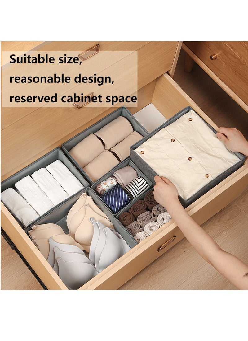 PureScape - Cloth Storage Box, Foldable Drawer Organizer with a Baseboard for Enhanced Stability and Dimensionality, Ideal for Socks, Bras, Towels, Ties, Shirts,Gray (Set of 6) - Image 1